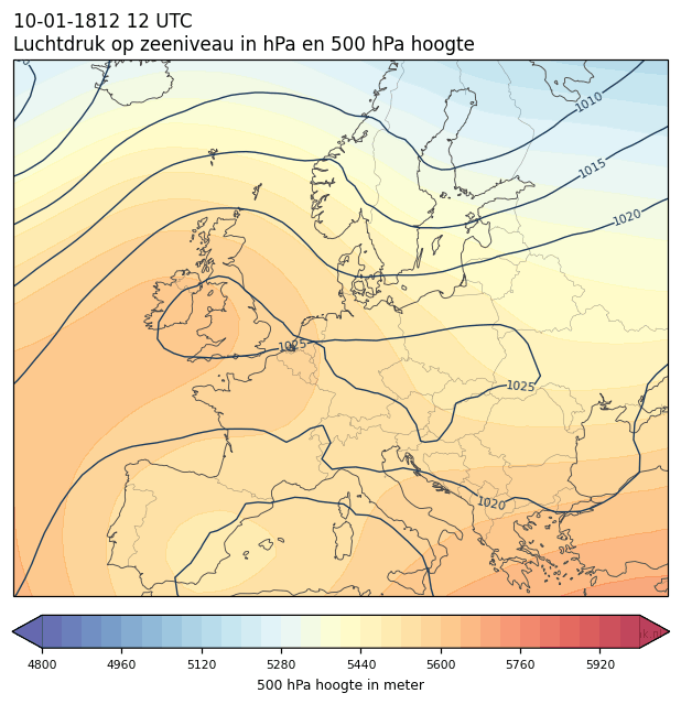Weerkaart van 10 januari 1812 om 12 UTC