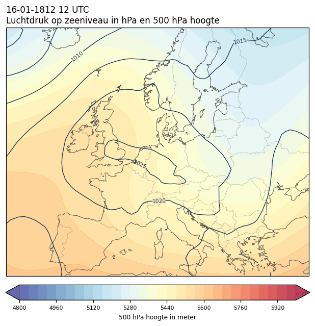 Weerkaart van 16 januari 1812 om 12 UTC