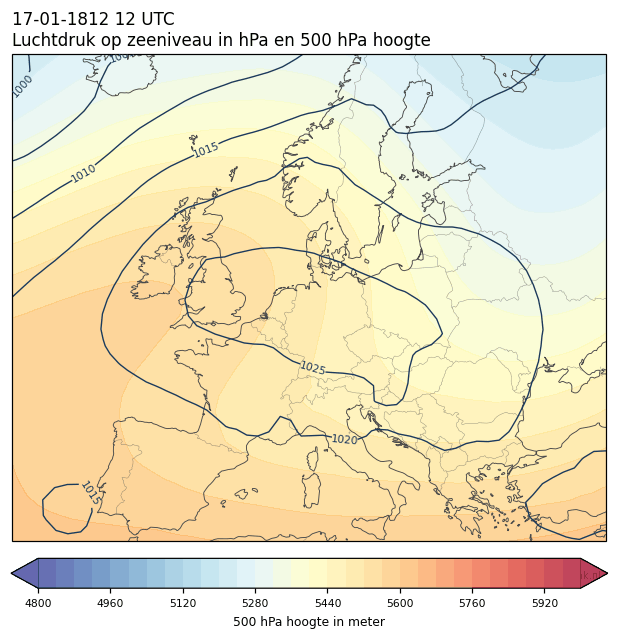 Weerkaart van 17 januari 1812 om 12 UTC