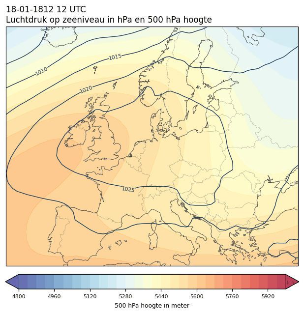 Weerkaart van 18 januari 1812 om 12 UTC