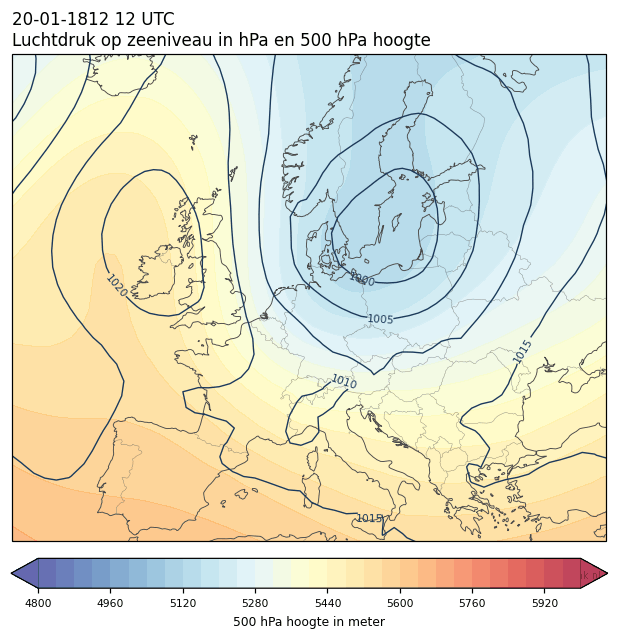 Weerkaart van 20 januari 1812 om 12 UTC