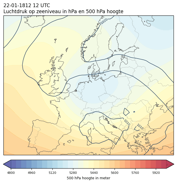 Weerkaart van 22 januari 1812 om 12 UTC