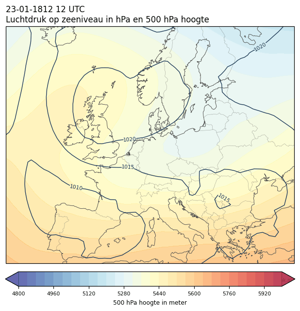 Weerkaart van 23 januari 1812 om 12 UTC