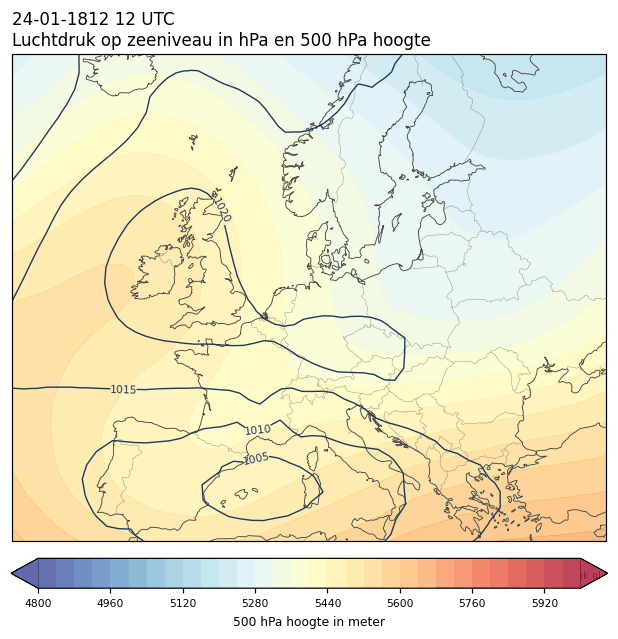 Weerkaart van 24 januari 1812 om 12 UTC
