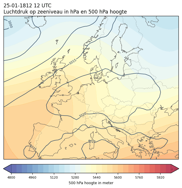 Weerkaart van 25 januari 1812 om 12 UTC