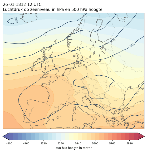 Weerkaart van 26 januari 1812 om 12 UTC