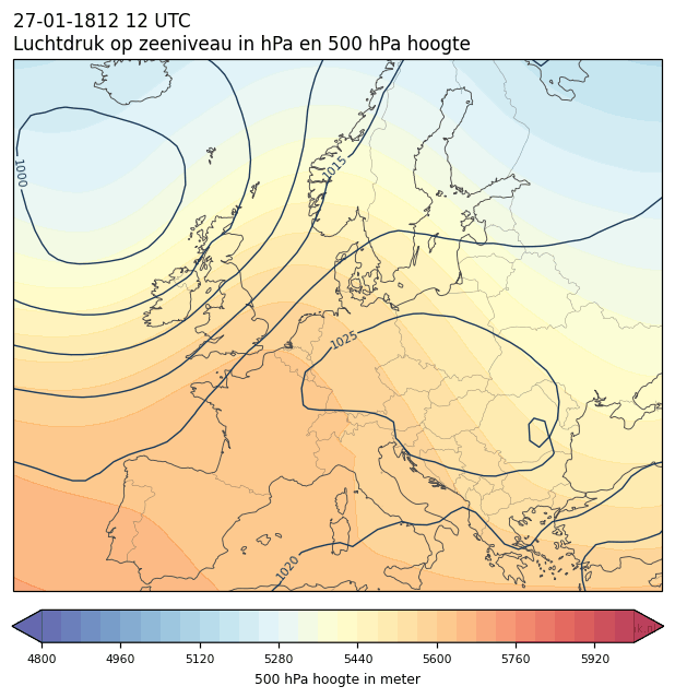 Weerkaart van 27 januari 1812 om 12 UTC