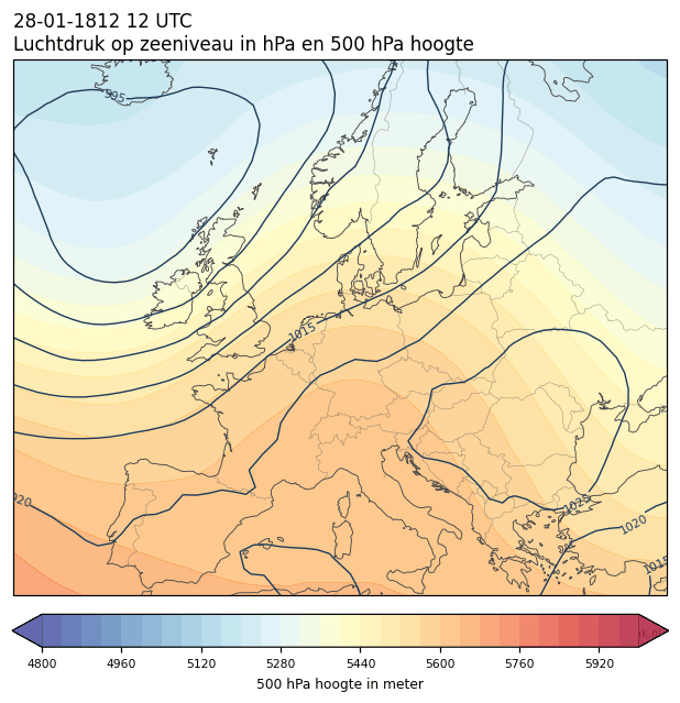 Weerkaart van 28 januari 1812 om 12 UTC
