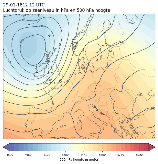 Weerkaart van 29 januari 1812 om 12 UTC