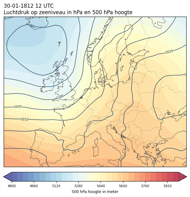 Weerkaart van 30 januari 1812 om 12 UTC