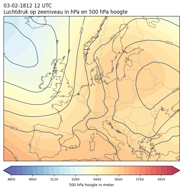 Weerkaart van 3 februari 1812 om 12 UTC