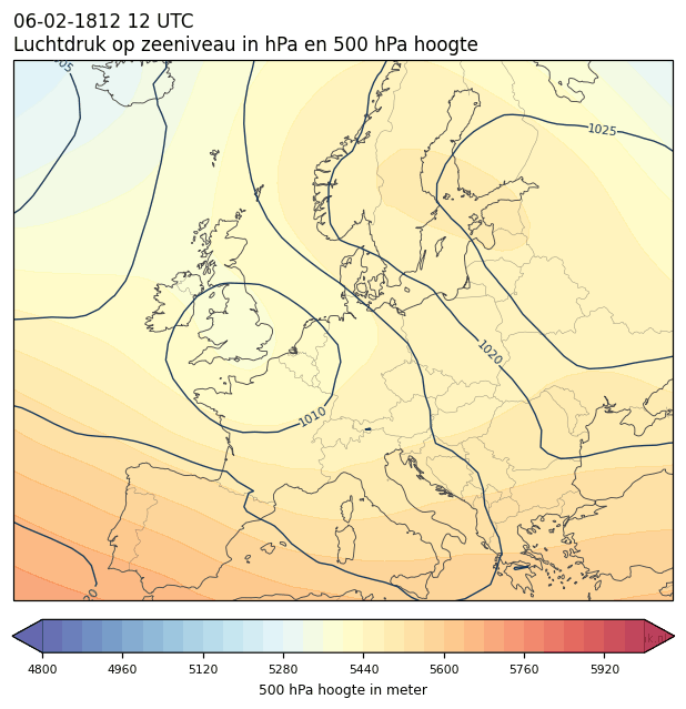 Weerkaart van 6 februari 1812 om 12 UTC