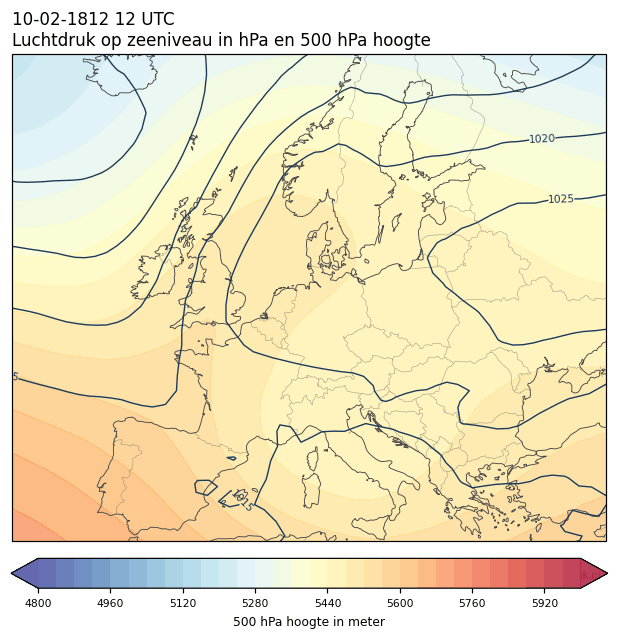 Weerkaart van 10 februari 1812 om 12 UTC