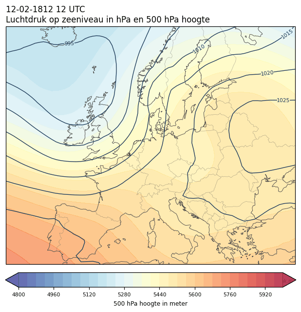 Weerkaart van 12 februari 1812 om 12 UTC