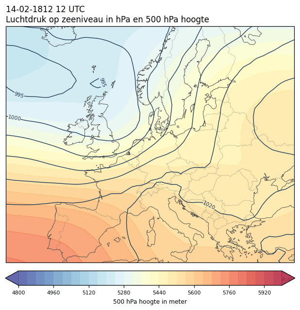 Weerkaart van 14 februari 1812 om 12 UTC