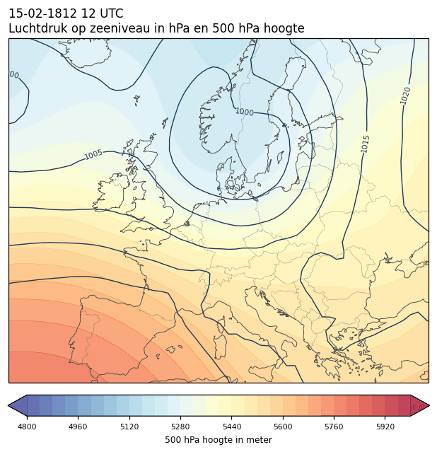 Weerkaart van 15 februari 1812 om 12 UTC