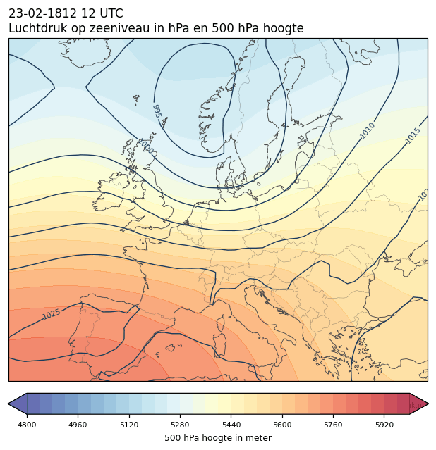 Weerkaart van 23 februari 1812 om 12 UTC