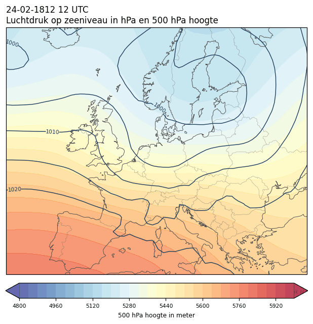 Weerkaart van 24 februari 1812 om 12 UTC