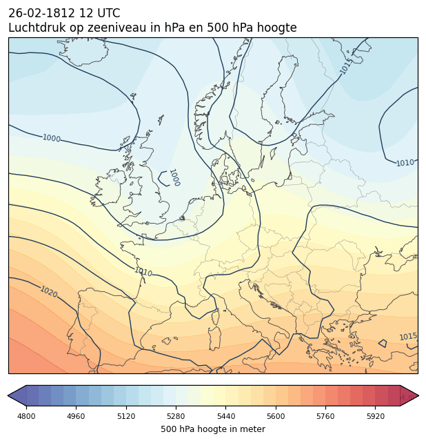 Weerkaart van 26 februari 1812 om 12 UTC