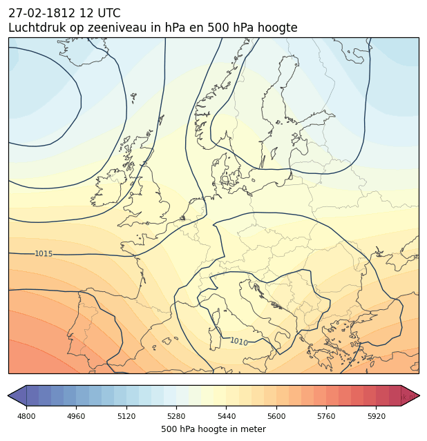 Weerkaart van 27 februari 1812 om 12 UTC