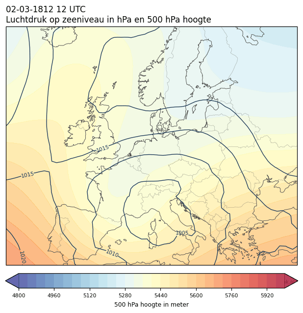 Weerkaart van 2 maart 1812 om 12 UTC