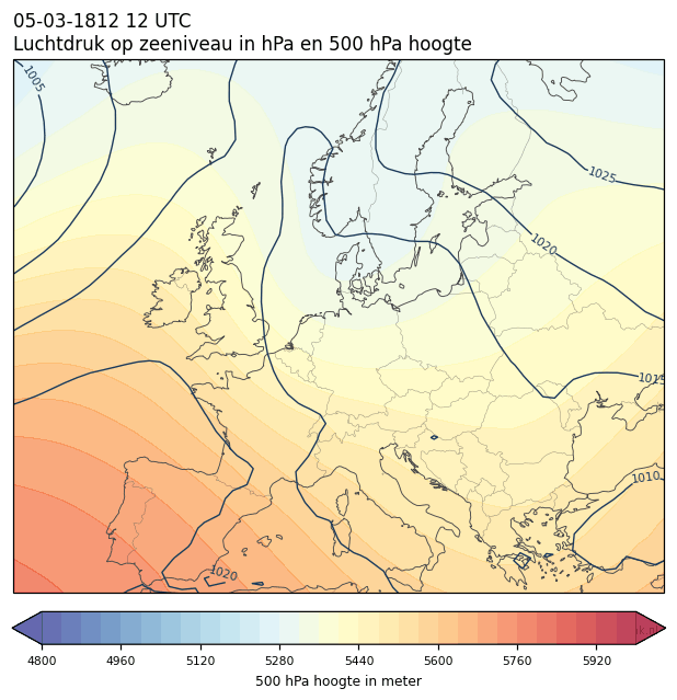 Weerkaart van 5 maart 1812 om 12 UTC