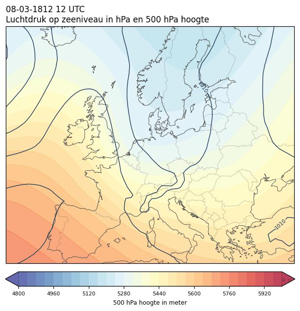 Weerkaart van 8 maart 1812 om 12 UTC