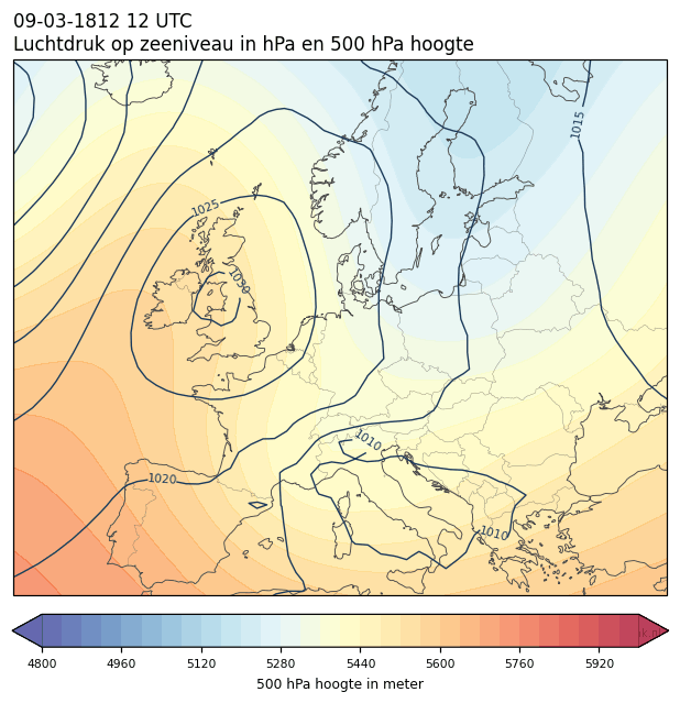 Weerkaart van 9 maart 1812 om 12 UTC