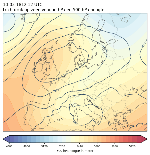 Weerkaart van 10 maart 1812 om 12 UTC