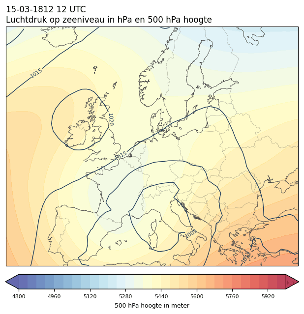 Weerkaart van 15 maart 1812 om 12 UTC