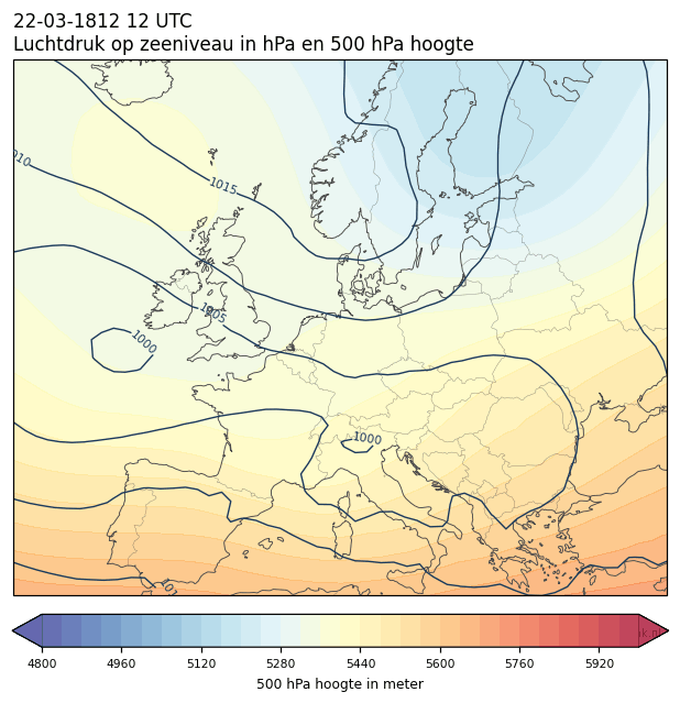 Weerkaart van 22 maart 1812 om 12 UTC