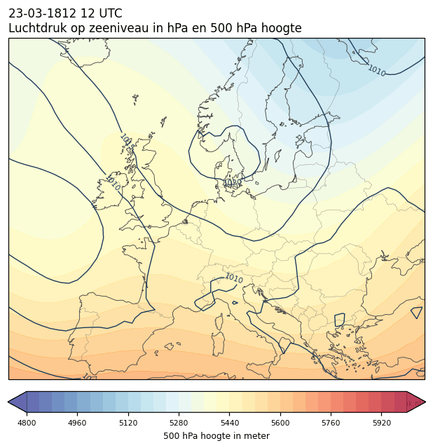 Weerkaart van 23 maart 1812 om 12 UTC