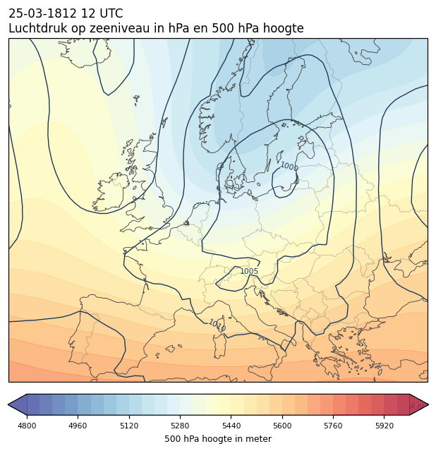 Weerkaart van 25 maart 1812 om 12 UTC