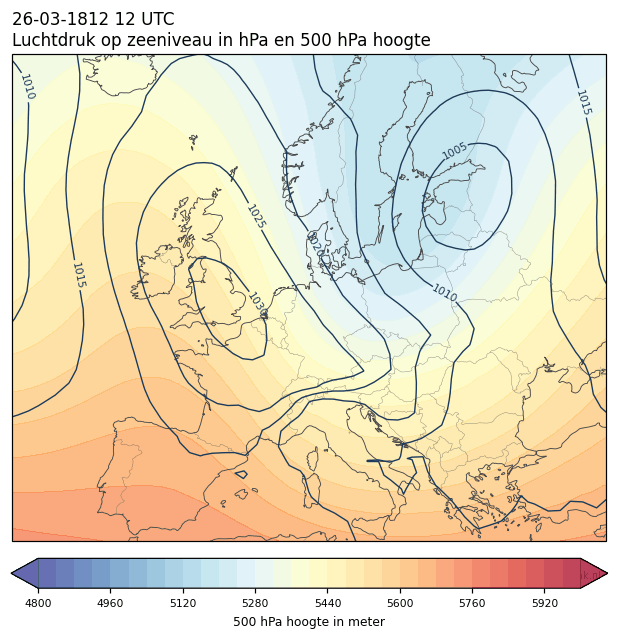 Weerkaart van 26 maart 1812 om 12 UTC