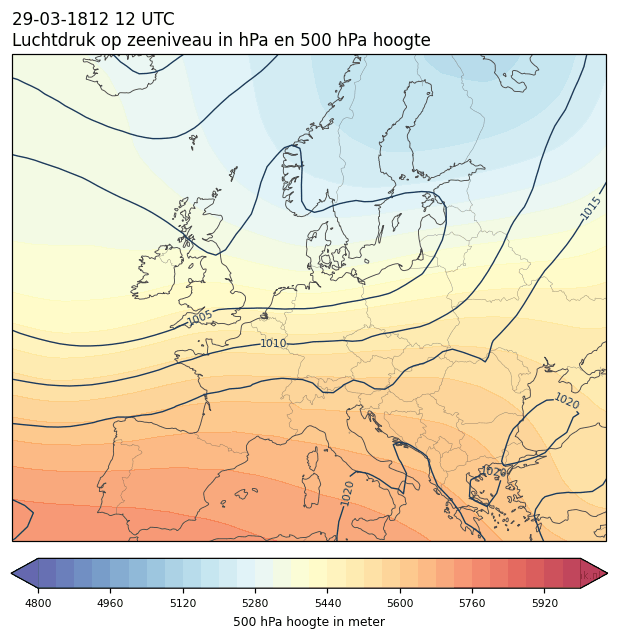 Weerkaart van 29 maart 1812 om 12 UTC