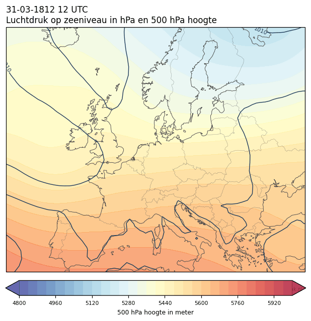 Weerkaart van 31 maart 1812 om 12 UTC