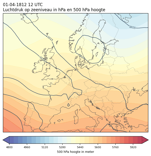 Weerkaart van 1 april 1812 om 12 UTC