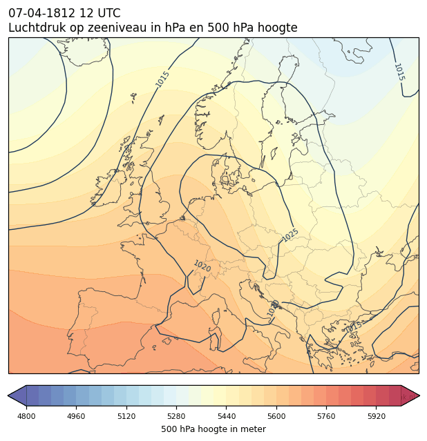 Weerkaart van 7 april 1812 om 12 UTC