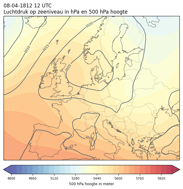 Weerkaart van 8 april 1812 om 12 UTC
