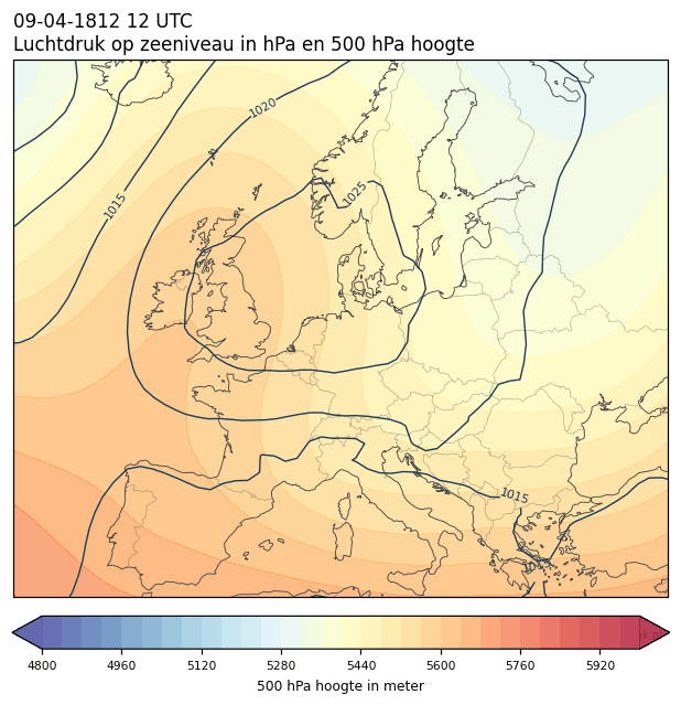 Weerkaart van 9 april 1812 om 12 UTC
