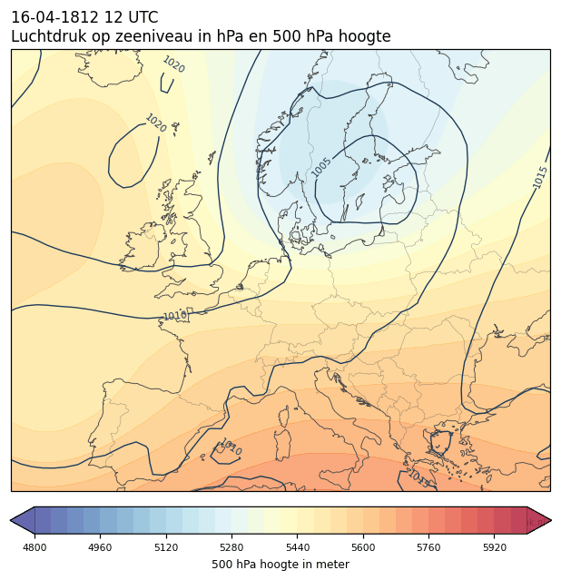 Weerkaart van 16 april 1812 om 12 UTC