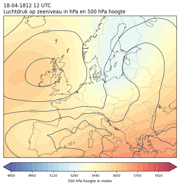 Weerkaart van 18 april 1812 om 12 UTC
