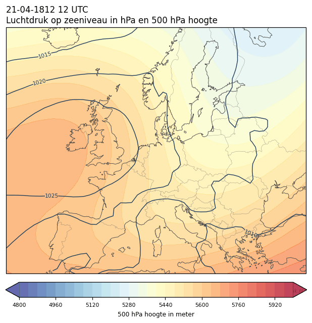Weerkaart van 21 april 1812 om 12 UTC