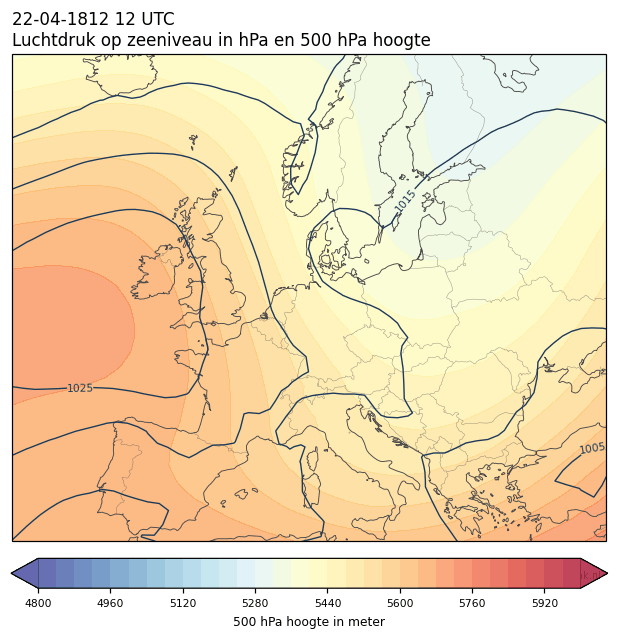 Weerkaart van 22 april 1812 om 12 UTC