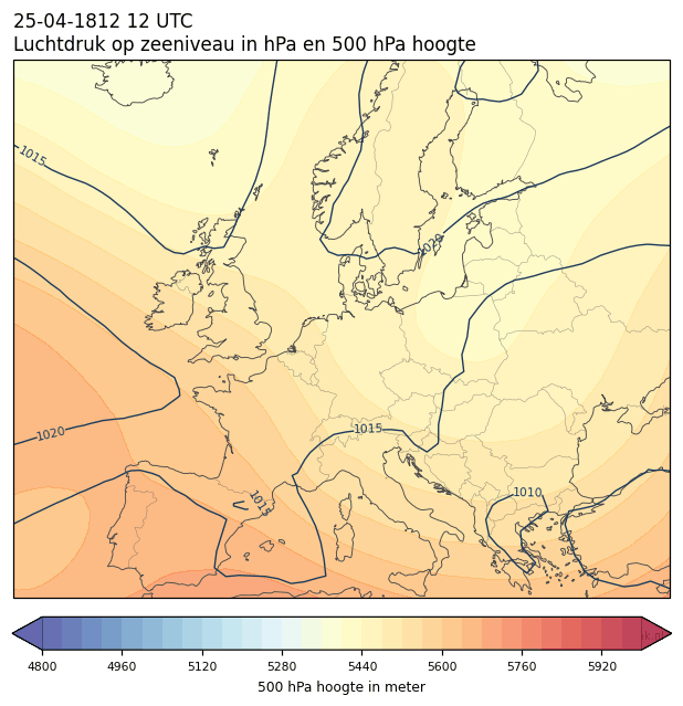 Weerkaart van 25 april 1812 om 12 UTC