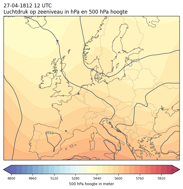 Weerkaart van 27 april 1812 om 12 UTC