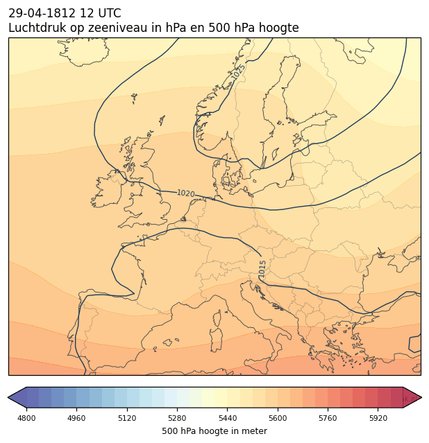 Weerkaart van 29 april 1812 om 12 UTC