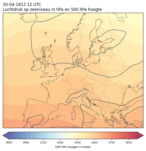 Weerkaart van 30 april 1812 om 12 UTC
