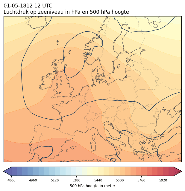 Weerkaart van 1 mei 1812 om 12 UTC