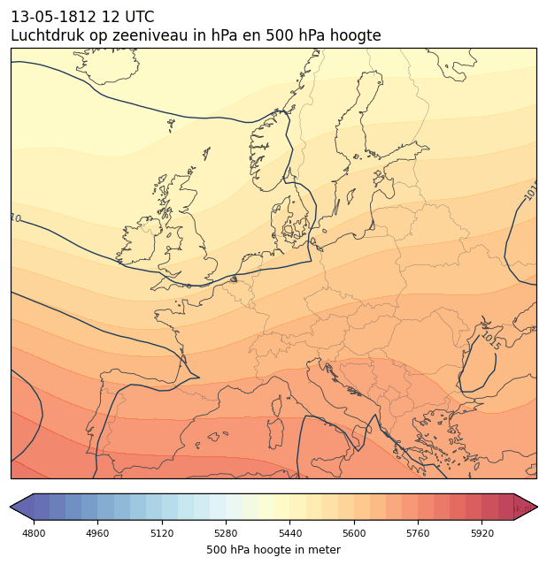 Weerkaart van 13 mei 1812 om 12 UTC